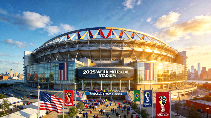 美国纽约大都会体育场外部全景，2026年世界杯决赛举办场馆