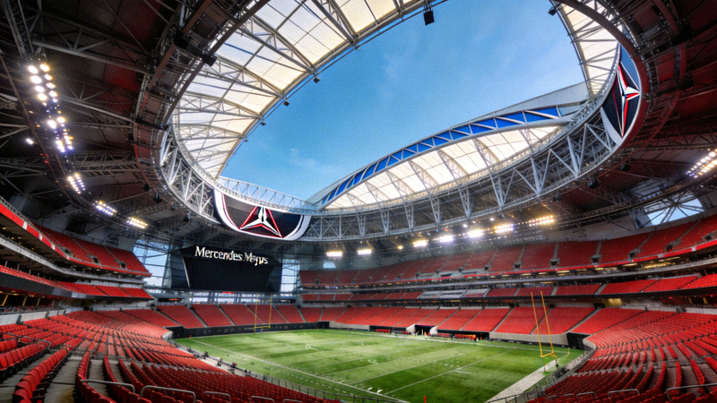 亚特兰大梅赛德斯-奔驰体育场内景，现代化可开合屋顶