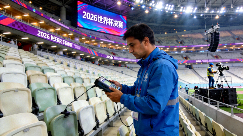 工作人员正在测试大都会体育场2026年世界杯决赛的座椅与设施